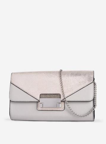 Dorothy Perkins Grey Pushlock Panel Clutch