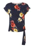 Dorothy Perkins Petite Navy Leopard And Floral Print Top