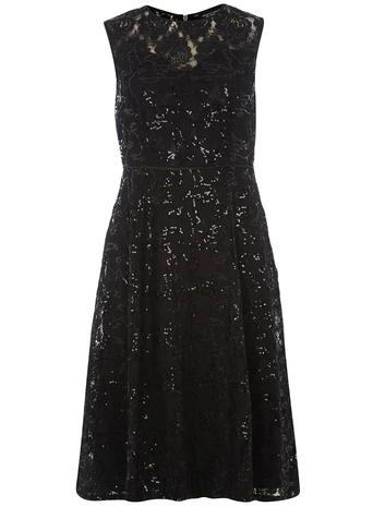 Dorothy Perkins Black Sequin Lace Midi Dress