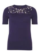 Dorothy Perkins Purple Lace Yoke Knitted T-shirt