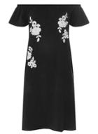 Dorothy Perkins *tall Black Embroidered Bardot Dress