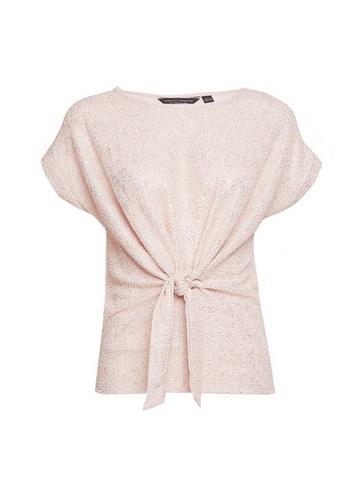 Dorothy Perkins Blush Glitter Tie Front Tee