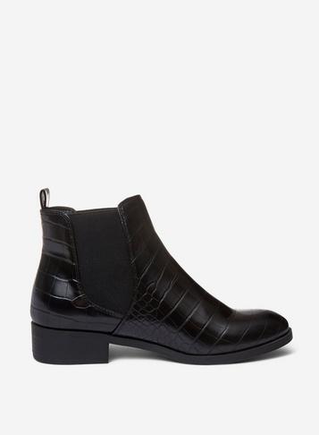 Dorothy Perkins Black Croc Detail Morgan Chelsea Boots