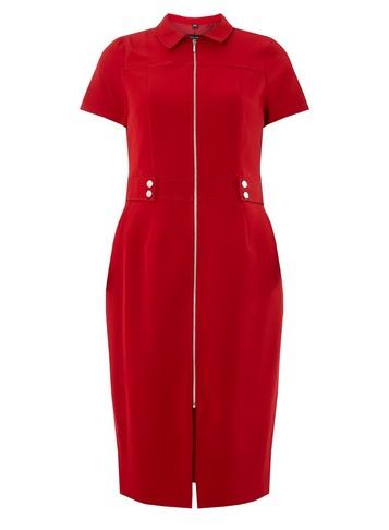 Dorothy Perkins Red Zip Front Pencil Dress