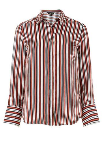 Dorothy Perkins *red Striped Peachskin Shirt