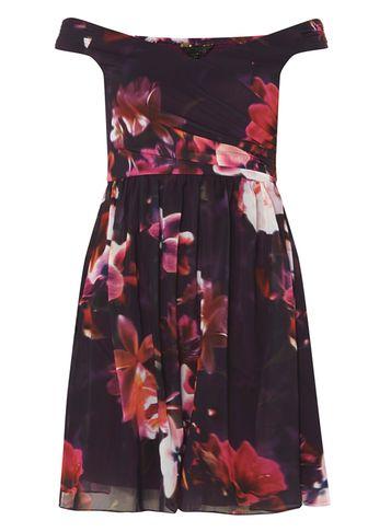 Dorothy Perkins *showcase Multi Coloured Orchid Print 'bella' Skater Dress