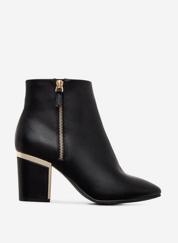 Dorothy Perkins Black Astrid Gold Heeled Boots