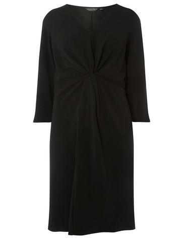Dorothy Perkins *dp Curve Black Long Sleeve Knot Front Shift Dress