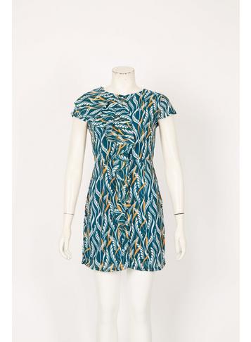 Dorothy Perkins *tenki Green Pattern Ruffle Shift Dress