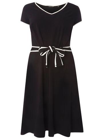 Dorothy Perkins Dp Curve Black White Trim Fit And Flare Dress