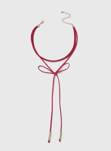 Dorothy Perkins Fuchsia Bow Wrap Choker Necklace