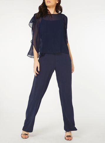 Dorothy Perkins Navy Overlay Jumpsuit