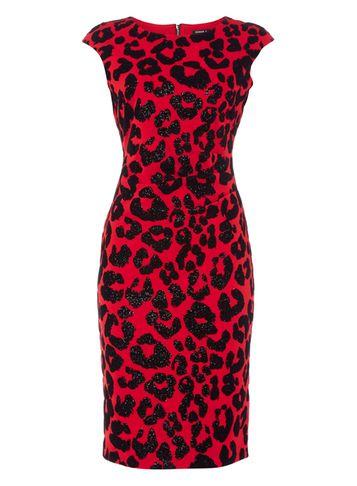 Dorothy Perkins *roman Originals Red Leopard Print Bodycon Dress