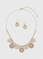 Dorothy Perkins Gold Look Coin Necklace And Earrings Set
