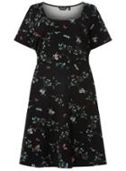 Dorothy Perkins *dp Curve Black Branch Print Ruched Sleeve Fit And Flare Dress