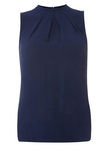 Dorothy Perkins Navy Blue Pleat Neck Shell Top