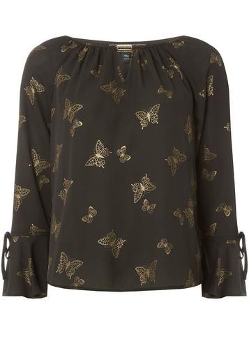 Dorothy Perkins *billie & Blossom Black Butterfly Print Blouse