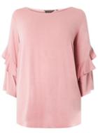 Dorothy Perkins *dp Curve Pink Twist Frill Sleeve T-shirt