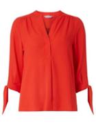Dorothy Perkins Petite Red Roll Sleeve Shirt
