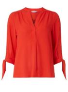 Dorothy Perkins Petite Red Roll Sleeve Shirt