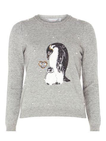 Dorothy Perkins Petite Grey Penguin Jumper