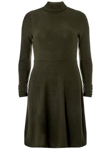 Dorothy Perkins Khaki Brushed Popper Fit And Flare Dress