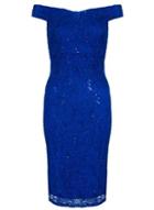 Dorothy Perkins *quiz Blue Sequin Lace Bardot Midi Dress