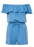 Dorothy Perkins *quiz Blue Bardot Frill Playsuit