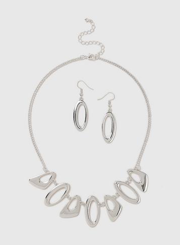 Dorothy Perkins Silver Organic Jewellery Set