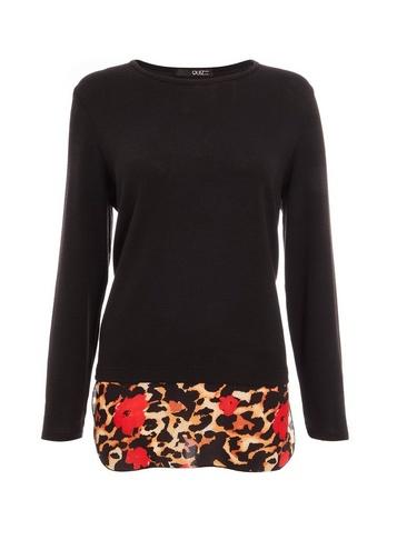*quiz Light Knit Mixed Animal Print Top
