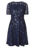 Dorothy Perkins Navy Lace Sequin Fit And Flare Dress