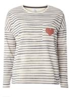 Dorothy Perkins *only Blue And White Stripe Heart Pocket Sweatshirt
