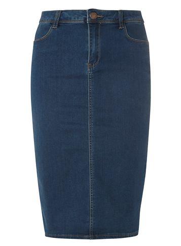 Dorothy Perkins Blue Stretch Denim Pencil Skirt