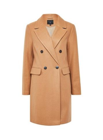 Dorothy Perkins Camel Double Breasted Crombie Coat