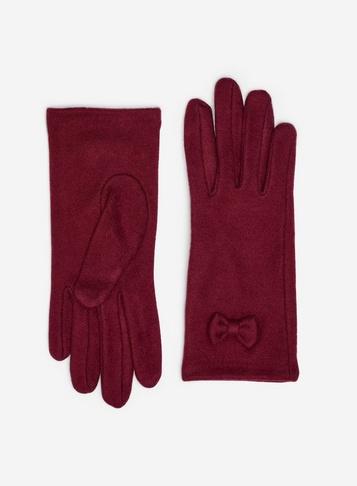 Dorothy Perkins Red Fleece Bow Gloves