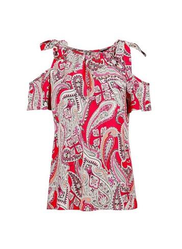 Dorothy Perkins Pink Paisley Print Cold Shoulder Top