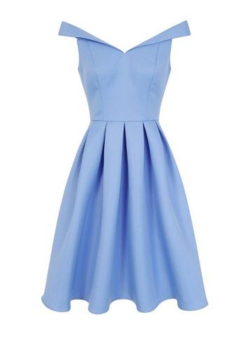*chi Chi London Blue Bardot Midi Dress