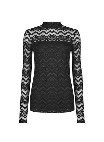 Dorothy Perkins *tall Black Zig Zag Lace Top