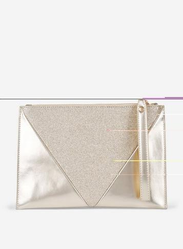 Dorothy Perkins Gold Glitter Clutch Bag
