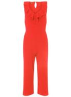 Dorothy Perkins Red Ruffle Culotte V-neck Jumpsuit