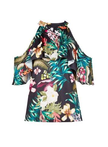 Dorothy Perkins Multi Colour Tropical Cold Shoulder Top