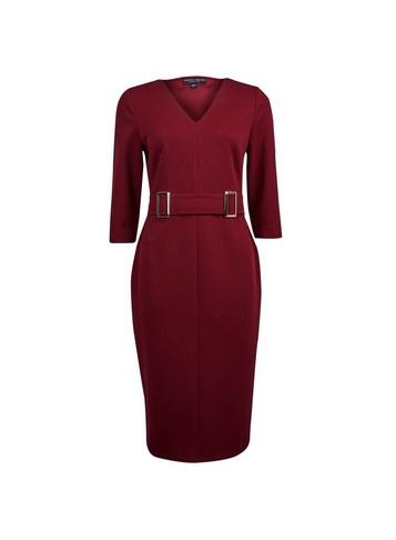 Dorothy Perkins *oxblood Buckle Front Pencil Dress