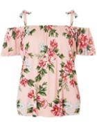 Dorothy Perkins Blush Floral Print Tie Cold Shoulder Top