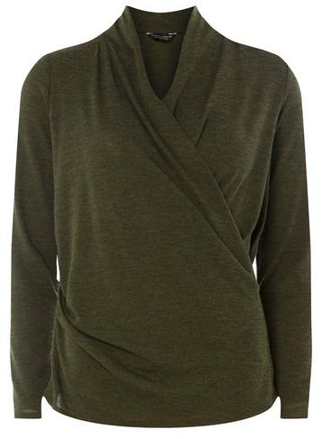 Dorothy Perkins Khaki Wrap Front Top