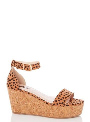 *quiz Cream Dalmatian Print Wedge Sandals