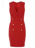 Dorothy Perkins *quiz Red Crepe Military Bodycon Dress