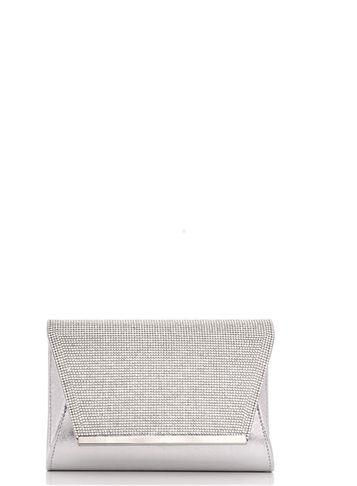 Dorothy Perkins *quiz Silver Satin Envelope Bag