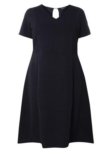 Dorothy Perkins Dp Curve Navy Ribbed Fit And Flare Dress