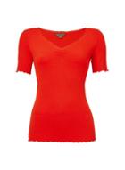 Dorothy Perkins Red Ruched Front Rib Lettuce Edge Top
