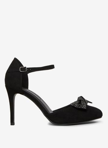 Dorothy Perkins Black Groove Bow Detail Court Shoes